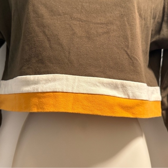 Philosophy of Paek Long Sleeve Brown Stripe Crop Top Medium - Picture 6 of 15